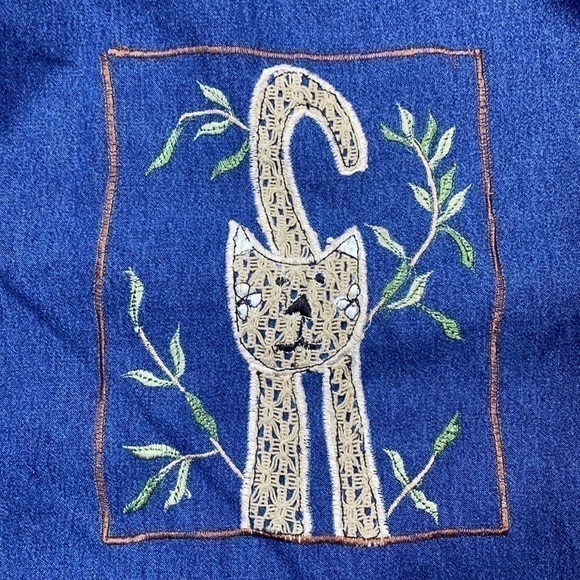 Vintage New Directions Feline Cat Denim Maxi Sleeveless Dress Size Medium NWT - Picture 9 of 12